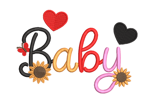 Baby Script with Hearts Sunflowers Embroidery Review