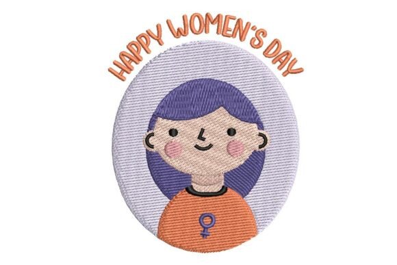 Happy Women s Day Smiling Girl Embroidery Design