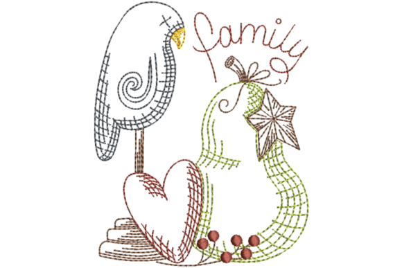Primitive Crow and Pear Family Embroidery Review